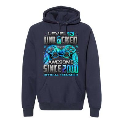 Level 13 Unlocked Awesome Since 2010 13th Birthday Gaming Premium Hoodie