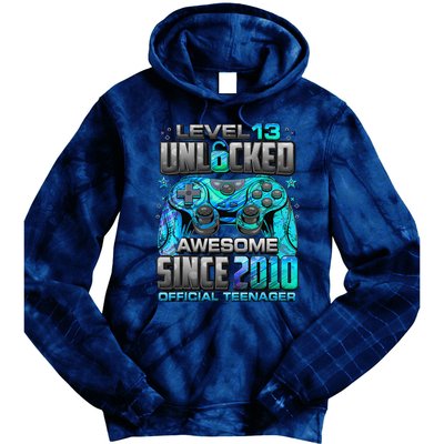 Level 13 Unlocked Awesome Since 2010 13th Birthday Gaming Tie Dye Hoodie