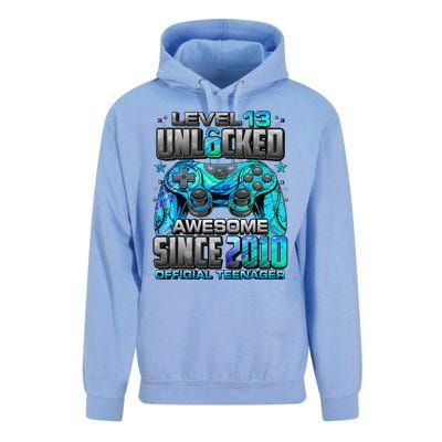 Level 13 Unlocked Awesome Since 2010 13th Birthday Gaming Unisex Surf Hoodie