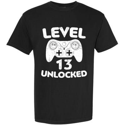 Level 13 Unlocked 13th Video Gamer Birthday Gift Garment-Dyed Heavyweight T-Shirt