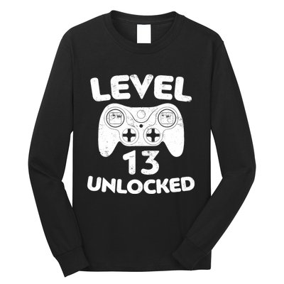 Level 13 Unlocked 13th Video Gamer Birthday Gift Long Sleeve Shirt