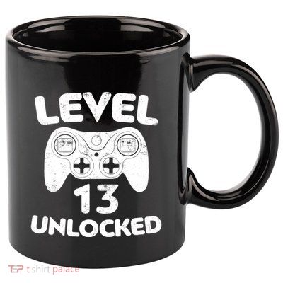 Level 13 Unlocked 13th Video Gamer Birthday Gift 11oz C Handle Ceramic Mug