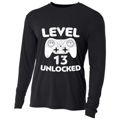 Level 13 Unlocked 13th Video Gamer Birthday Gift Cooling Performance Long Sleeve Crew