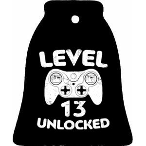 Level 13 Unlocked 13th Video Gamer Birthday Gift Ceramic Bell Ornament