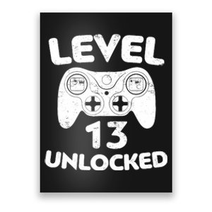 Level 13 Unlocked 13th Video Gamer Birthday Gift Poster