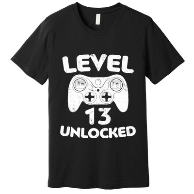 Level 13 Unlocked 13th Video Gamer Birthday Gift Premium T-Shirt