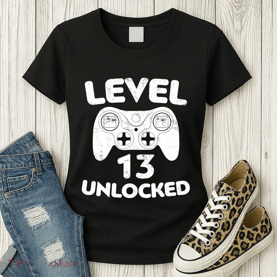 Level 13 Unlocked 13th Video Gamer Birthday Gift Womens T-Shirt