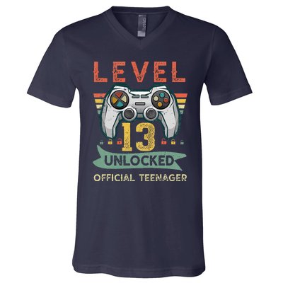 Level 13 Unlocked Officialnager 13th Birthday Gamer BDay V-Neck T-Shirt