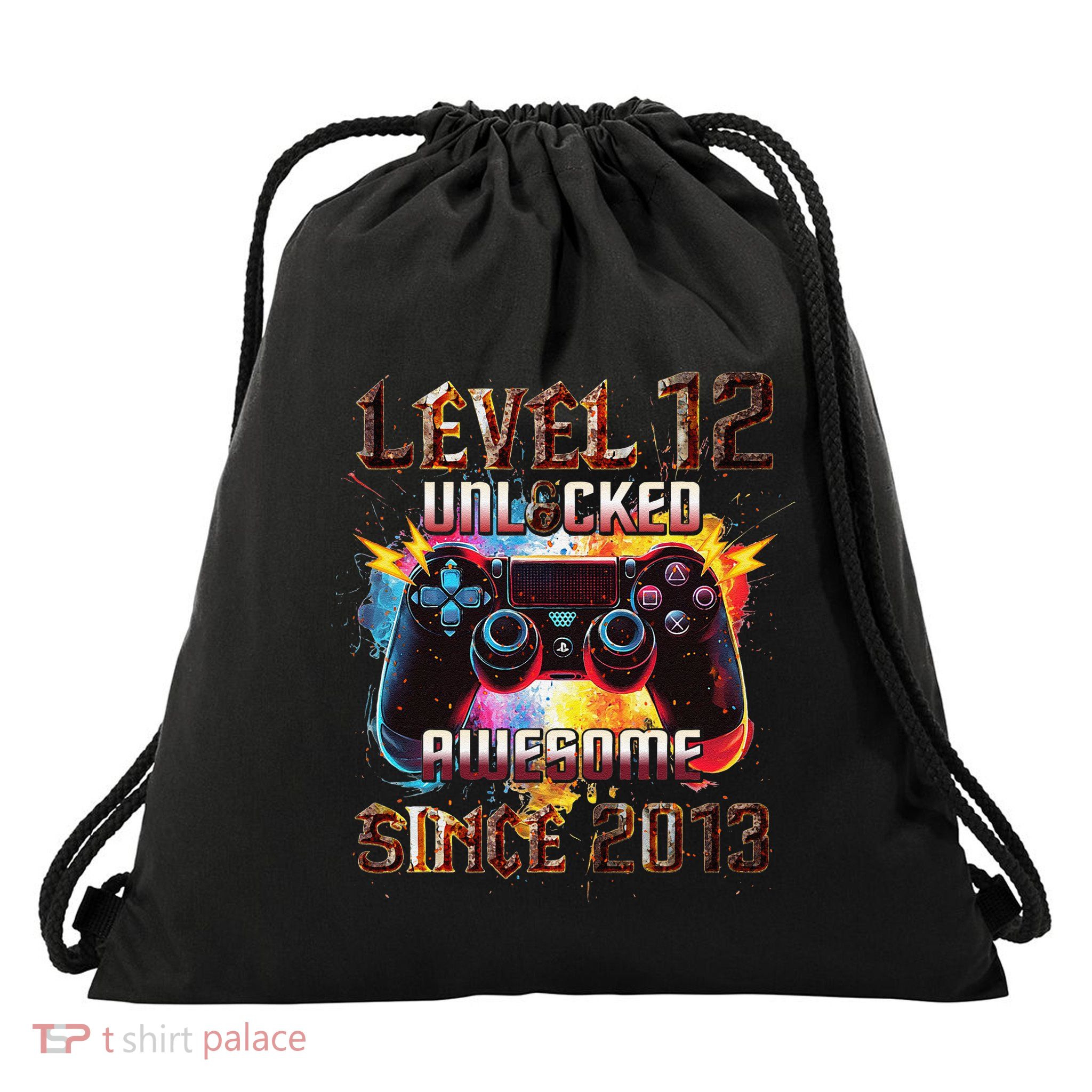 Level 12 Unlocked Awesome Since 2013 Video Game Birthday Drawstring Bag