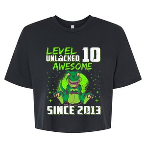 Level 10 Unlocked Awesome Since 2013 10th Birthday Gaming Bella+Canvas Jersey Crop Tee