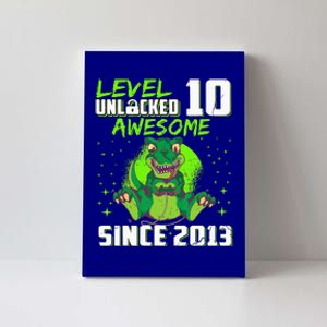 Level 10 Unlocked Awesome Since 2013 10th Birthday Gaming Canvas