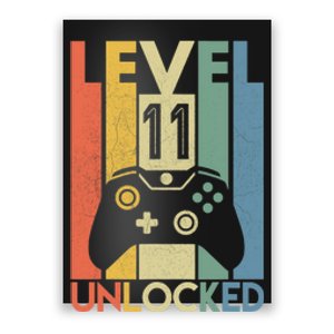 Level 11 Unlocked Funny Video Gamer 11th Birthday Gift Poster