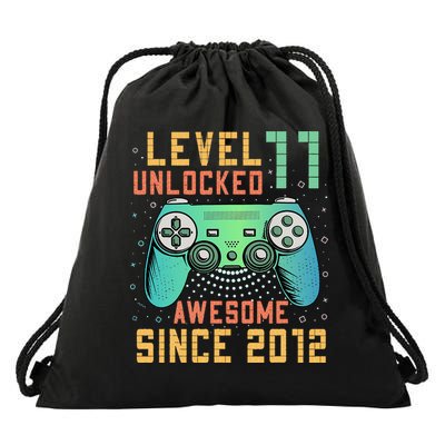 Level 11 Unlocked 11th Birthday 11 Year Old Boy Gifts Gamer Drawstring Bag
