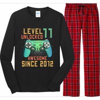 Level 11 Unlocked 11th Birthday 11 Year Old Boy Gifts Gamer Long Sleeve Pajama Set