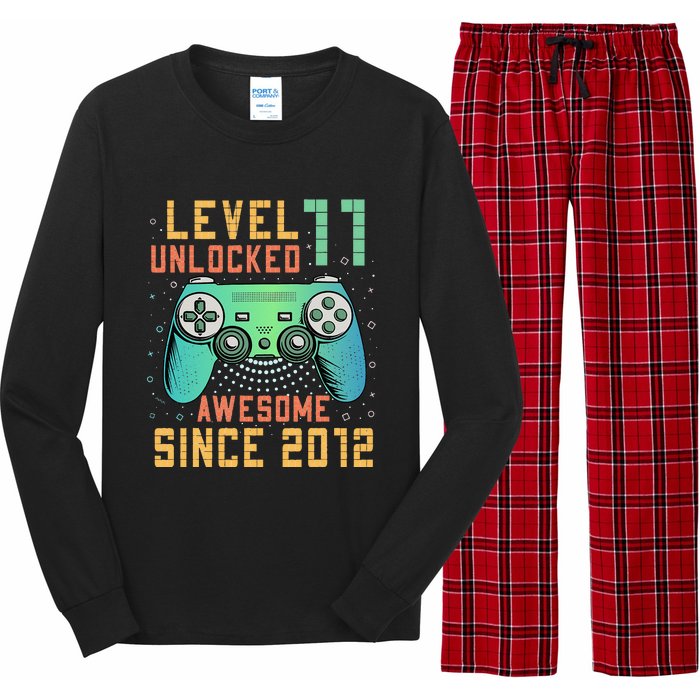 Level 11 Unlocked 11th Birthday 11 Year Old Boy Gifts Gamer Long Sleeve Pajama Set