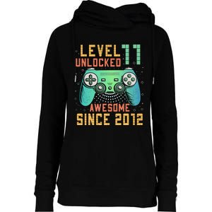 Level 11 Unlocked 11th Birthday 11 Year Old Boy Gifts Gamer Womens Funnel Neck Pullover Hood