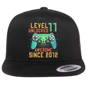 Level 11 Unlocked 11th Birthday 11 Year Old Boy Gifts Gamer Flat Bill Trucker Hat