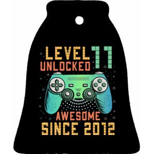 Level 11 Unlocked 11th Birthday 11 Year Old Boy Gifts Gamer Ceramic Bell Ornament