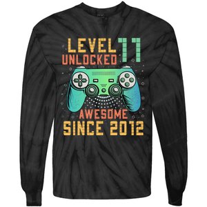 Level 11 Unlocked 11th Birthday 11 Year Old Boy Gifts Gamer Tie-Dye Long Sleeve Shirt