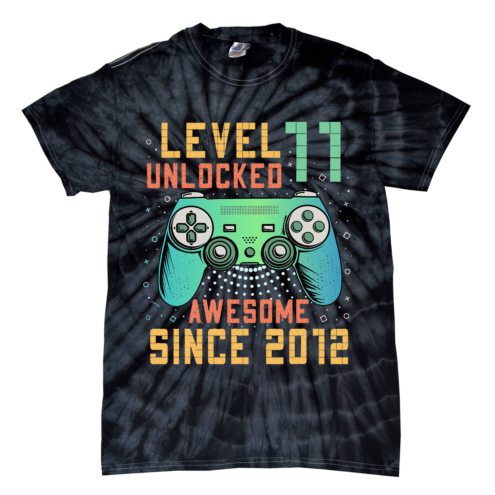 Level 11 Unlocked 11th Birthday 11 Year Old Boy Gifts Gamer Tie-Dye T-Shirt