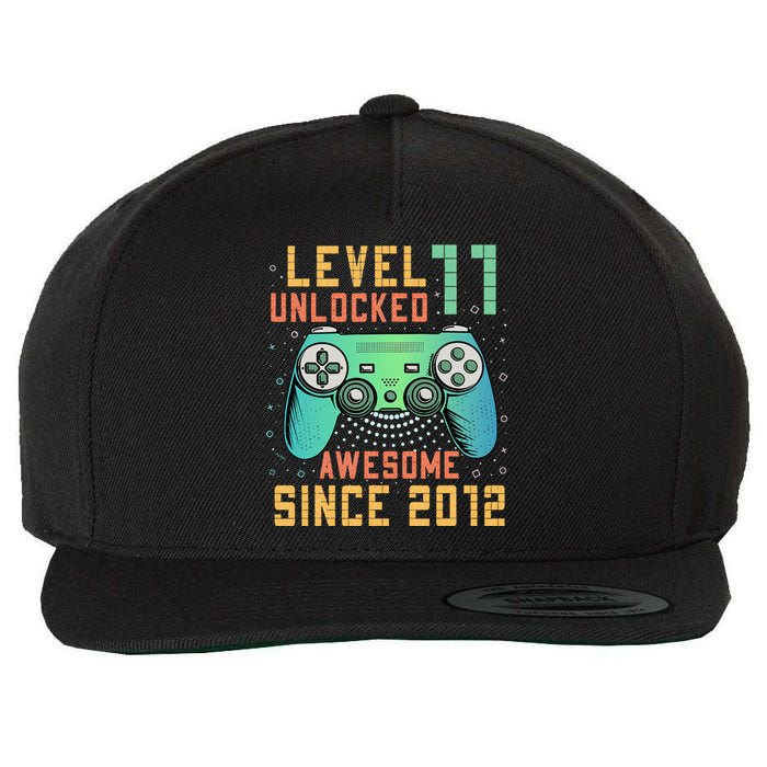 Level 11 Unlocked 11th Birthday 11 Year Old Boy Gifts Gamer Wool Snapback Cap