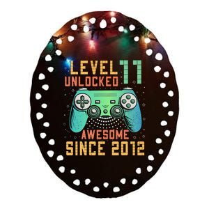 Level 11 Unlocked 11th Birthday 11 Year Old Boy Gifts Gamer Ceramic Oval Ornament