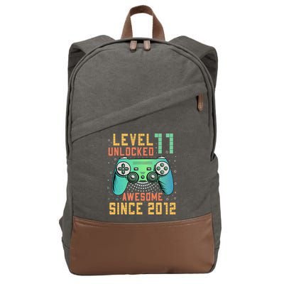 Level 11 Unlocked 11th Birthday 11 Year Old Boy Gifts Gamer Cotton Canvas Backpack