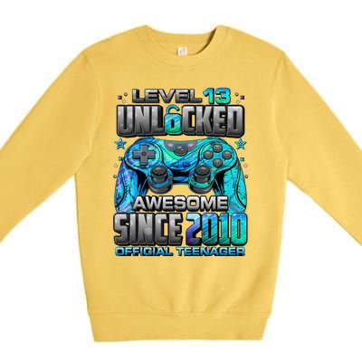 Level 13 Unlocked Awesome Since 2010 13th Birthday Gaming Premium Crewneck Sweatshirt