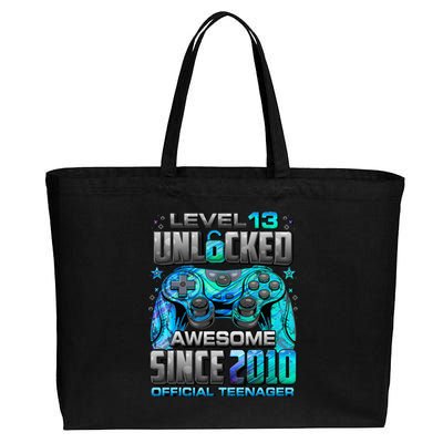 Level 13 Unlocked Awesome Since 2010 13th Birthday Gaming Cotton Canvas Jumbo Tote