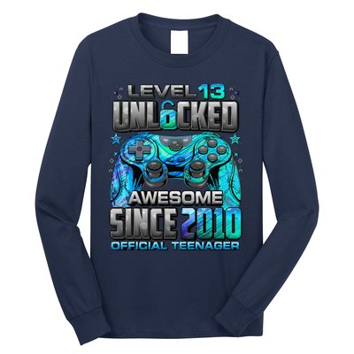 Level 13 Unlocked Awesome Since 2010 13th Birthday Gaming Long Sleeve Shirt