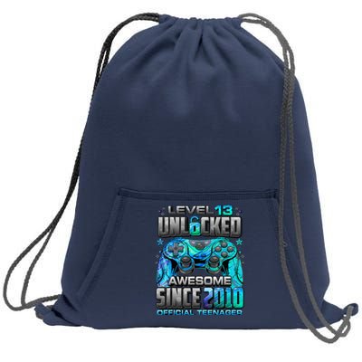 Level 13 Unlocked Awesome Since 2010 13th Birthday Gaming Sweatshirt Cinch Pack Bag