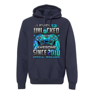 Level 13 Unlocked Awesome Since 2010 13th Birthday Gaming Premium Hoodie