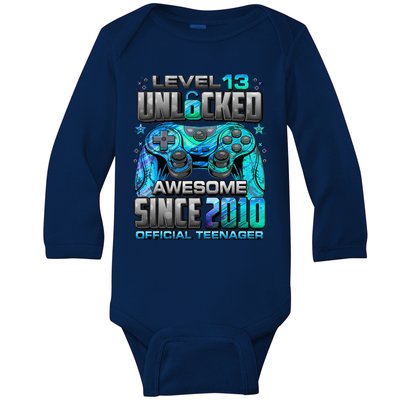 Level 13 Unlocked Awesome Since 2010 13th Birthday Gaming Baby Long Sleeve Bodysuit