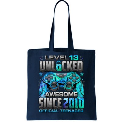 Level 13 Unlocked Awesome Since 2010 13th Birthday Gaming Tote Bag