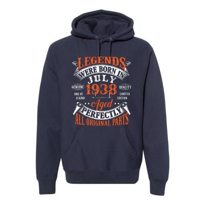 Legend 1938 Vintage 85th Birthday Born In July 1938 Premium Hoodie