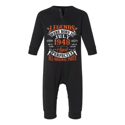 Legend 1948 Vintage 75th Birthday Born In July 1948 Infant Fleece One Piece