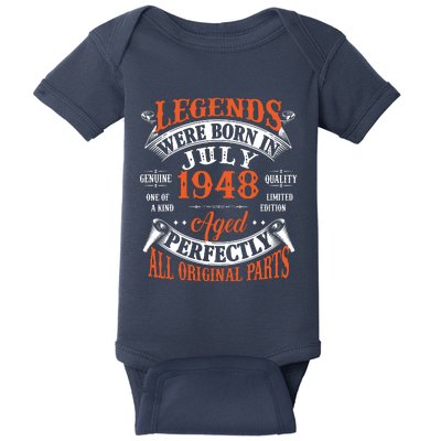 Legend 1948 Vintage 75th Birthday Born In July 1948 Baby Bodysuit