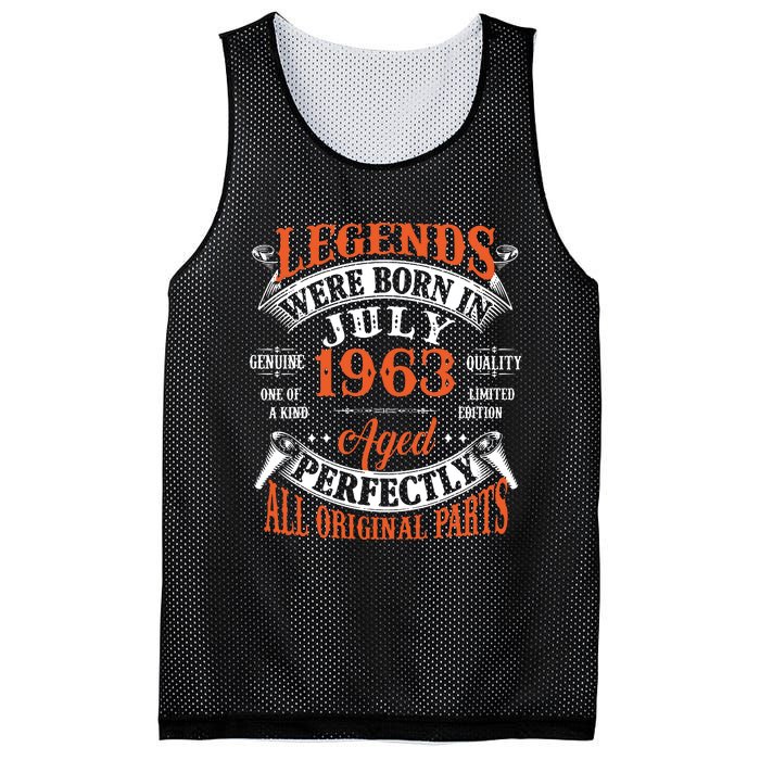 Legend 1963 Vintage 60th Birthday Born In July 1963 Mesh Reversible Basketball Jersey Tank