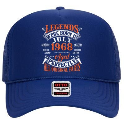 Legend 1968 Vintage 55th Birthday Born In July 1968 High Crown Mesh Back Trucker Hat