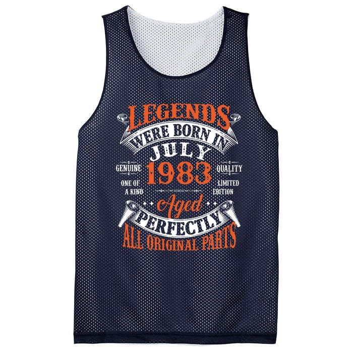 Legend 1983 Vintage 40th Birthday Born In July 1983 Mesh Reversible Basketball Jersey Tank