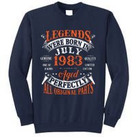 Legend 1983 Vintage 40th Birthday Born In July 1983 Tall Sweatshirt