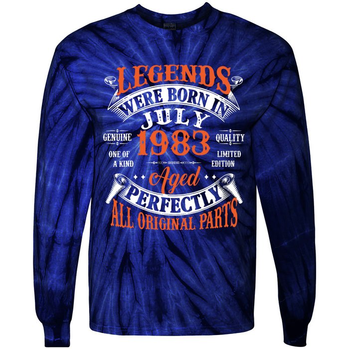 Legend 1983 Vintage 40th Birthday Born In July 1983 Tie-Dye Long Sleeve Shirt