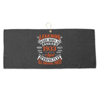 Legend 1933 Vintage 90th Birthday Born In January 1933 Large Microfiber Waffle Golf Towel