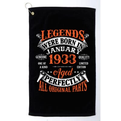 Legend 1933 Vintage 90th Birthday Born In January 1933 Platinum Collection Golf Towel