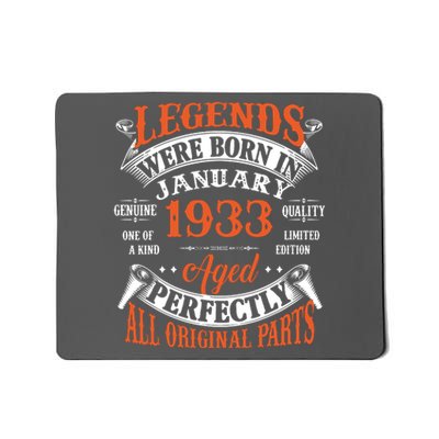 Legend 1933 Vintage 90th Birthday Born In January 1933 Mousepad