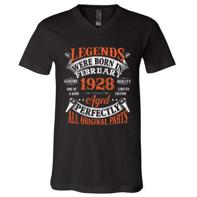 Legend 1928 Vintage 95th Birthday Born In February 1928 V-Neck T-Shirt