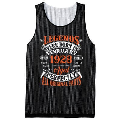 Legend 1928 Vintage 95th Birthday Born In February 1928 Mesh Reversible Basketball Jersey Tank