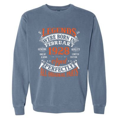 Legend 1928 Vintage 95th Birthday Born In February 1928 Garment-Dyed Sweatshirt