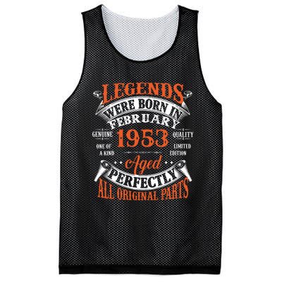 Legend 1953 Vintage 70th Birthday Born In February 1953 Mesh Reversible Basketball Jersey Tank