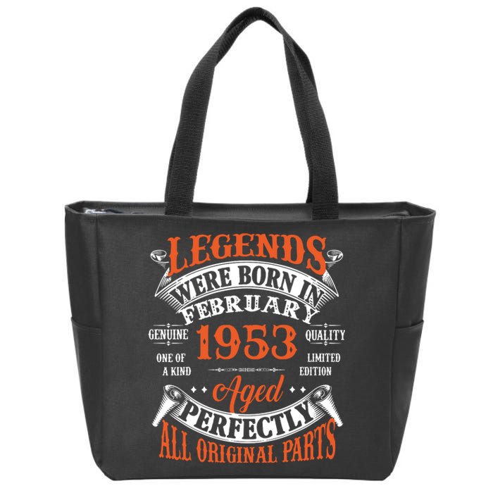 Legend 1953 Vintage 70th Birthday Born In February 1953 Zip Tote Bag